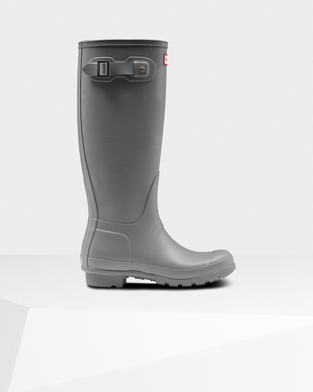 Womens Tall Rain Boots - Hunter Original Exploded Logo Texture (76ITBUCMD) - Grey